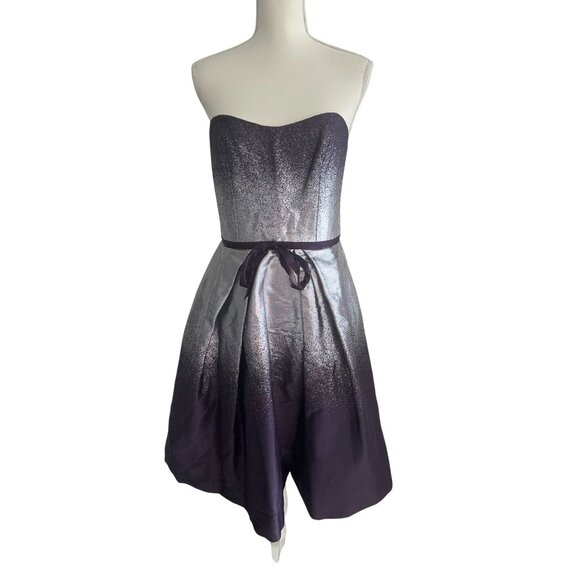 CAROLINA HERRERA Purple Silver Ombré A Line Strapless Dress Size 10 - Picture 1 of 8